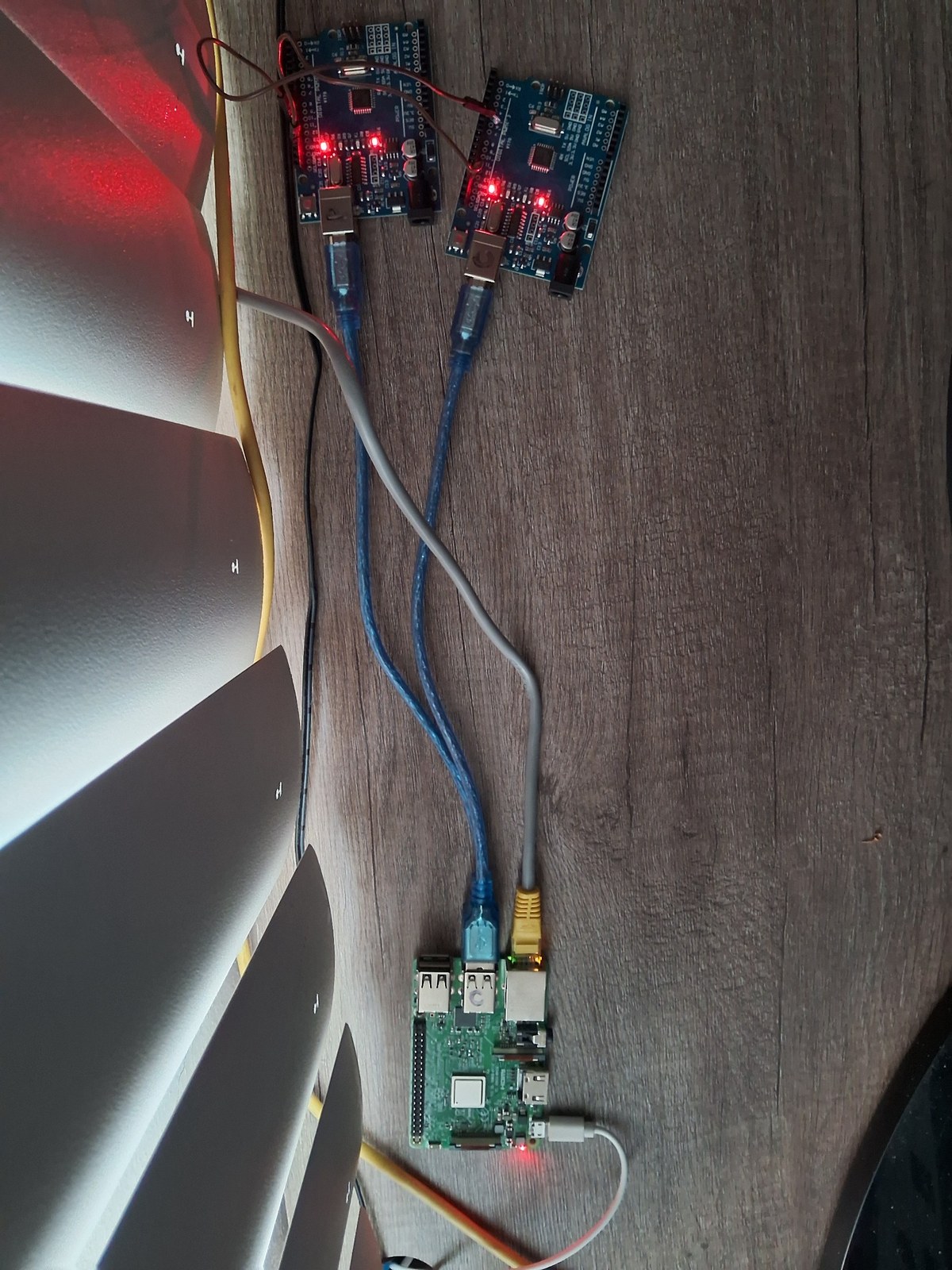 Primary A to B Arduino bench with Raspberry Pi reporter.